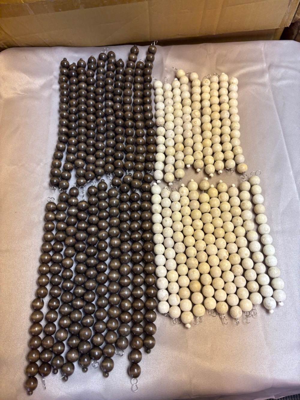 Natural Dark and Pale Wooden Bead Strands (Mixed Set) – Bundle of 40